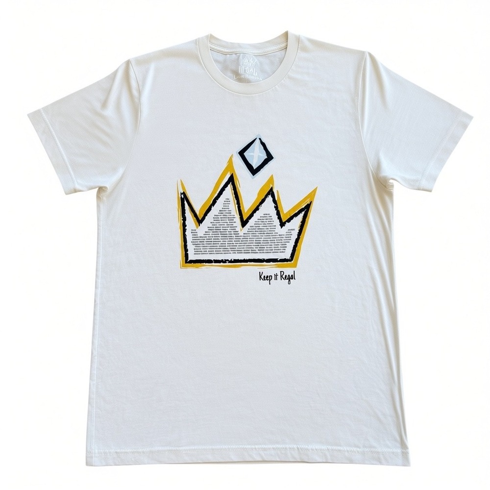 Keep It Regal Lana Parrilla Graphic T-Shirt Mens Large Cream Crown Short Sleeve